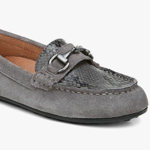 Vionic Women's Honor Dayna Snake Suede Loafers Charcoal Size 5